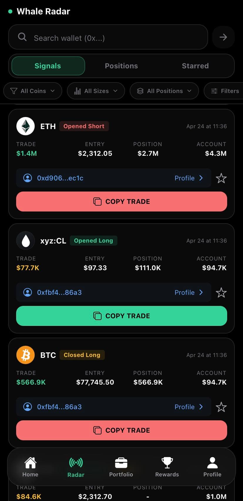 Perpy Whale Radar - Real-time whale tracking signals